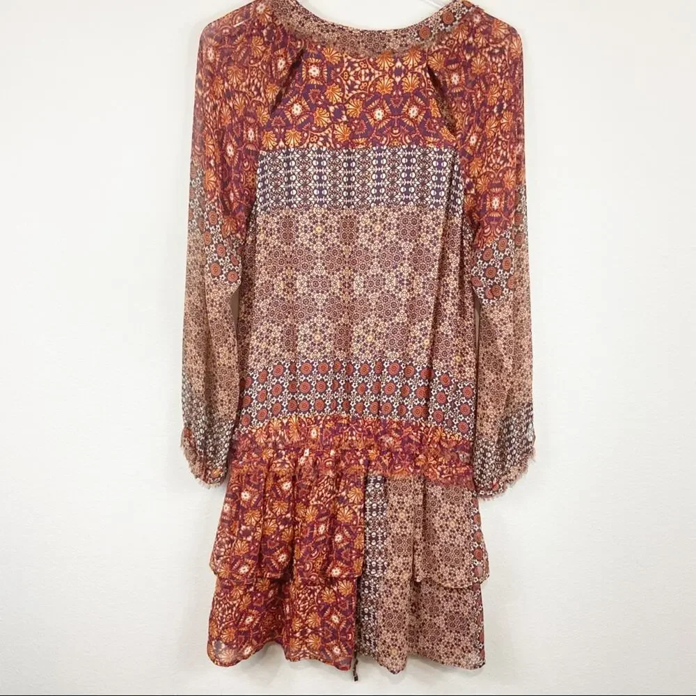 Gypsy 05 | Girih Peasant Boho Print Silk Dress - Picture 4 of 8